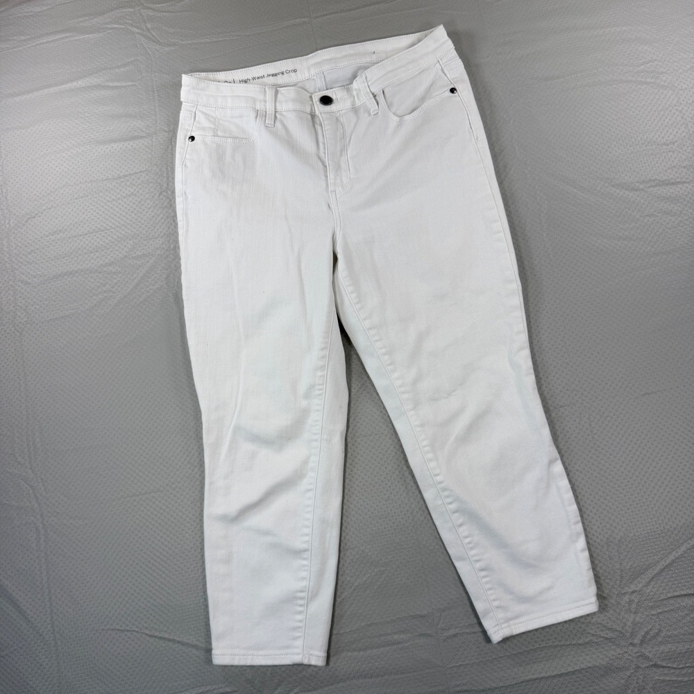 Talbots Flawless High-Waist Jegging Crop Pants White Denim Size 8P Petite